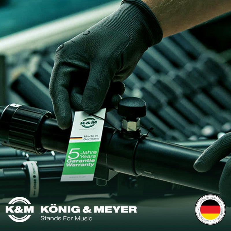 KM حامل جيتار كهربائي قابل للطي من K&M كونيغ وماير 17581.014.55 هيل 2 على شكل حرف A | قابل للتعديل وقابل للطي | قوي ودائم خيار احترافي | صنع في ألمانيا باللون الأسود - Image 5